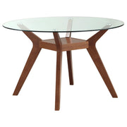 Paxton - Round Glass Top Wood Dining Table - Nutmeg - JaxCo Furniture