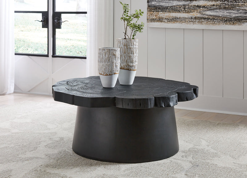 Wimbell - Black - Round Cocktail Table - JaxCo Furniture