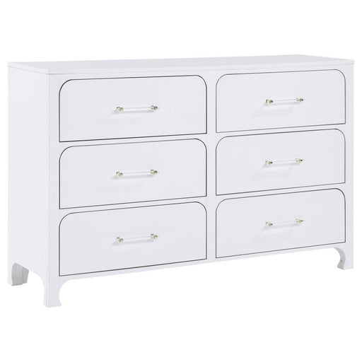 Anastasia - 6-Drawer Dresser - Pearl White - JaxCo Furniture