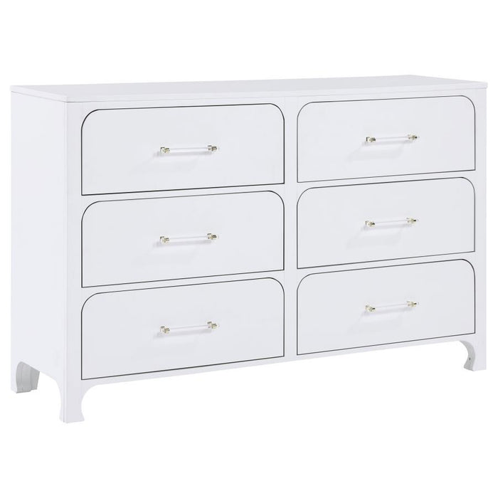 Anastasia - 6-Drawer Dresser - Pearl White - JaxCo Furniture