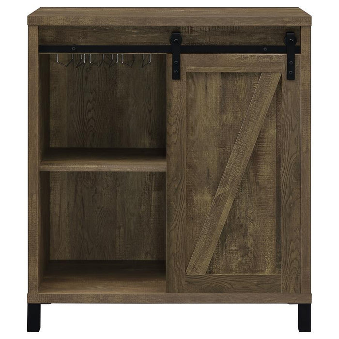 Arlington - Sliding Door Home Bar Wine Cabinet - Rustic Oak - JaxCo Furniture