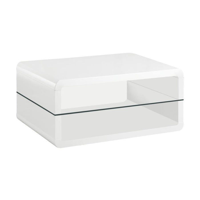 Elana - 1-Shelf Rectangular Coffee Table - White High Gloss - JaxCo Furniture