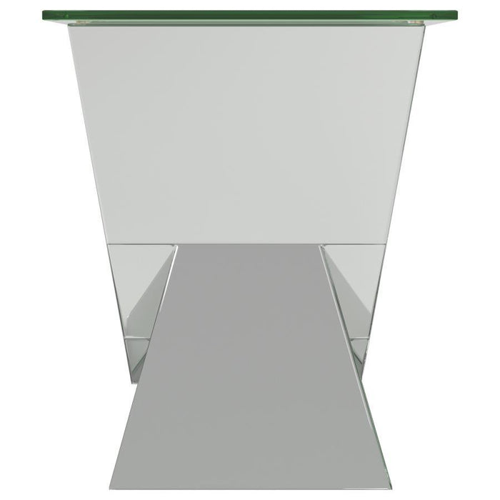 Taffeta - Glass Top Mirrored Acrylic End Table - Silver - JaxCo Furniture