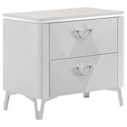 Cassia - 2-Drawer Nightstand Bedside Table - White High Gloss - JaxCo Furniture