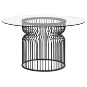 Granvia - Round Glass Top Metal Dining Table - Gunmetal - JaxCo Furniture