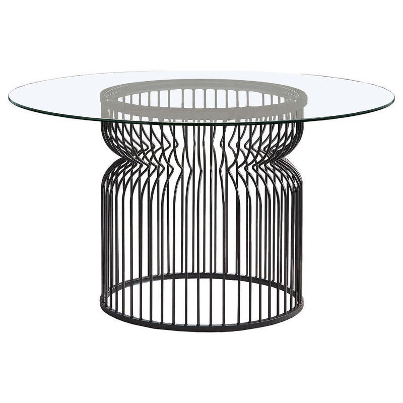 Granvia - Round Glass Top Metal Dining Table - Gunmetal - JaxCo Furniture