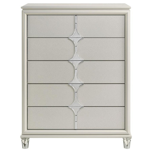 Olivia - 5-Drawer Bedroom Chest Of Drawers - Pearl White - JaxCo Furniture