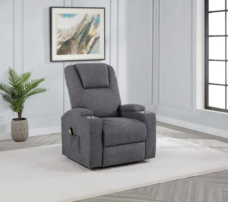 Louie - Chenille Upholstered Power Lift Massage Chair - JaxCo Furniture