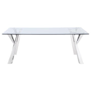 Alaia - Rectangular Glass Top Dining Table - Chrome - JaxCo Furniture