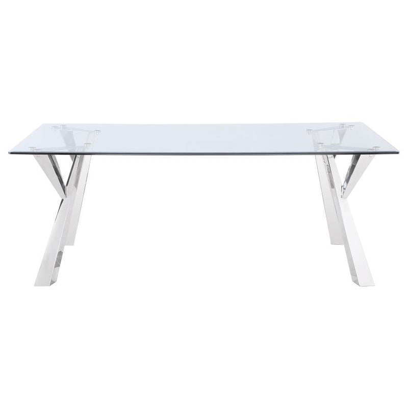 Alaia - Rectangular Glass Top Dining Table - Chrome - JaxCo Furniture