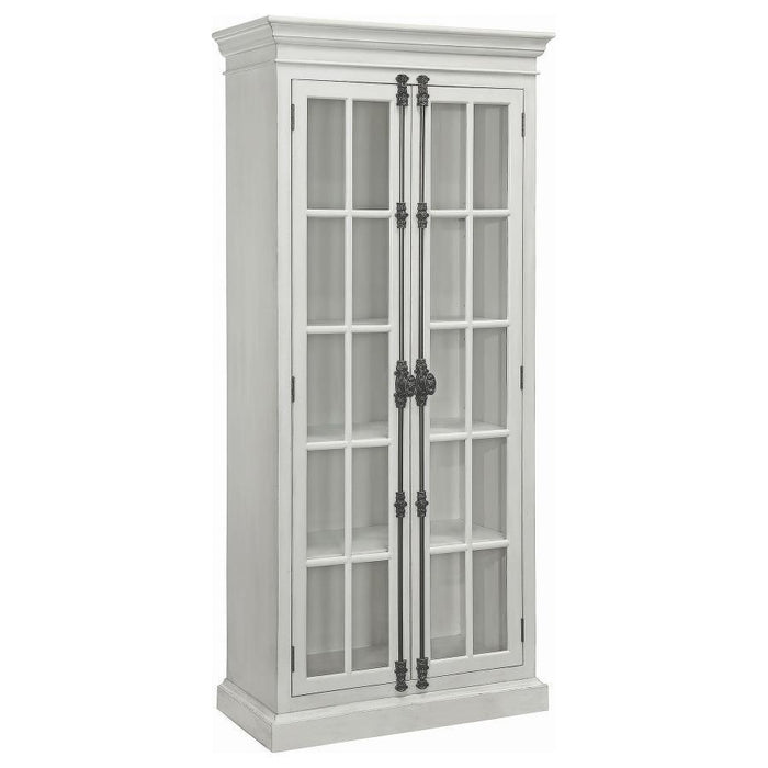 Toni - 2 Door Wood Tall Storage Cabinet - Distressed White - JaxCo Furniture