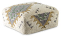 Lyssa - Jacquard Fabric Printed Pouf - Beige - JaxCo Furniture