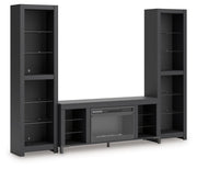 Cayberry - Black - 3-Piece Entertainment Center With Electric Fireplace - JaxCo Furniture