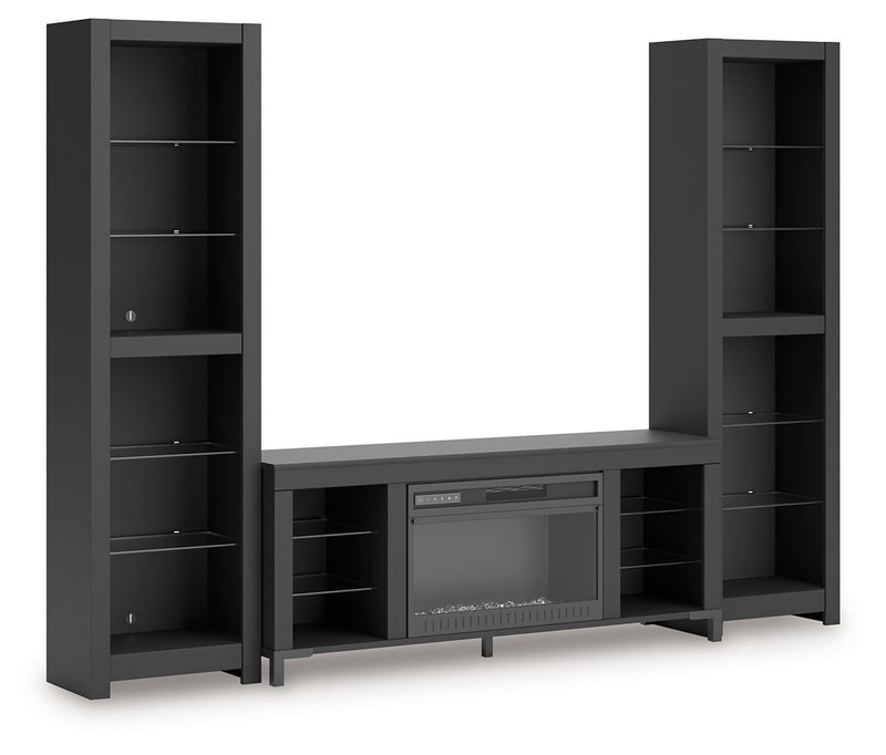 Cayberry - Black - 3-Piece Entertainment Center With Electric Fireplace - JaxCo Furniture