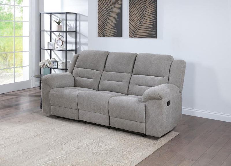 Gilson - Chenille Upholstered Reclining Sofa - Gray - JaxCo Furniture