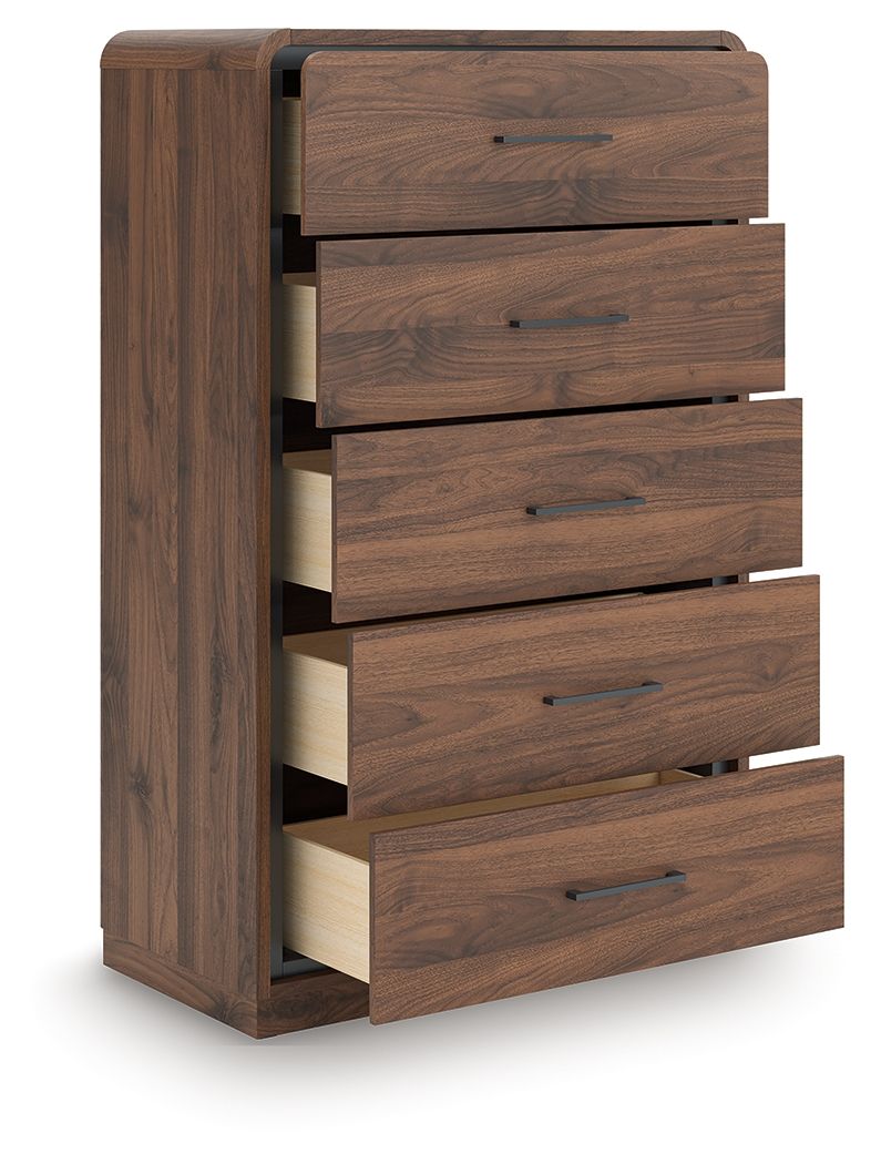 Fortlorn - Walnut Brown - Five Drawer Chest - JaxCo Furniture