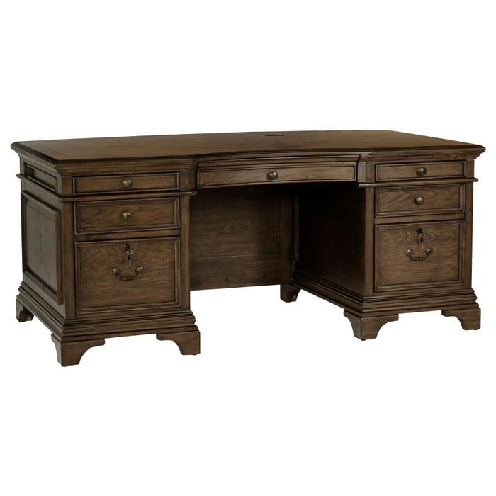 Hartshill - 7-Drawer Executive Desk - Burnished Oak - JaxCo Furniture