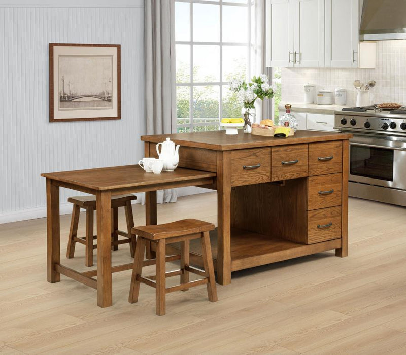 Mayfair - 3 Piece Kitchen Island With Extension Table - Dark Oak - JaxCo Furniture