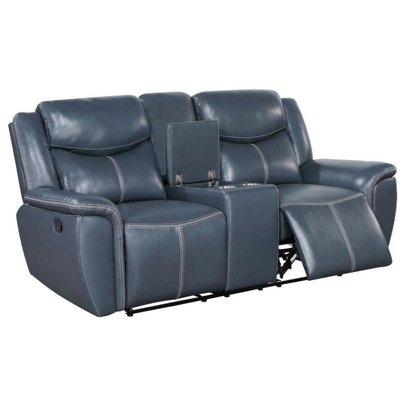 Sloane - Upholstered Padded Arm Reclining Loveseat - Blue - JaxCo Furniture