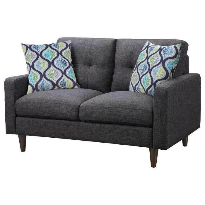 Watsonville - Upholstered Track Arm Tufted Loveseat - Gray - JaxCo Furniture