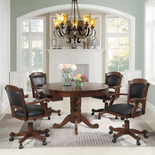 Turk - 5-Piece Dining And Game Table Set - Tobacco - JaxCo Furniture