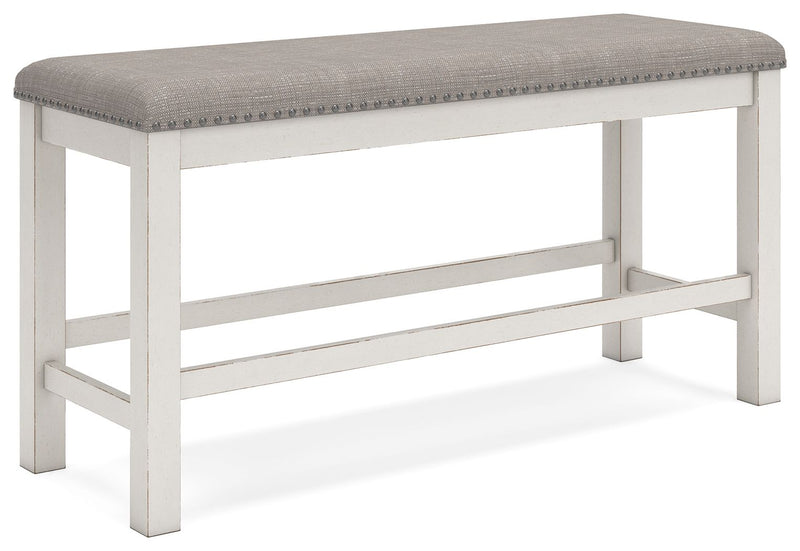 Robbinsdale - Antique White - Dbl Counter Height Upholstered Dining Bench - JaxCo Furniture