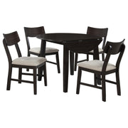Catley - 5 Piece Round Drop Leaf Dining Table Set - Dark Coffee - JaxCo Furniture