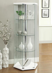 Zahavah - 4-Shelf Hexagonal Clear Glass Curio Cabinet - JaxCo Furniture
