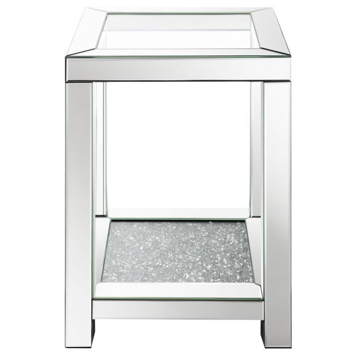 Valentina - 1-Shelf Square Glass Top Side End Table - Silver - JaxCo Furniture