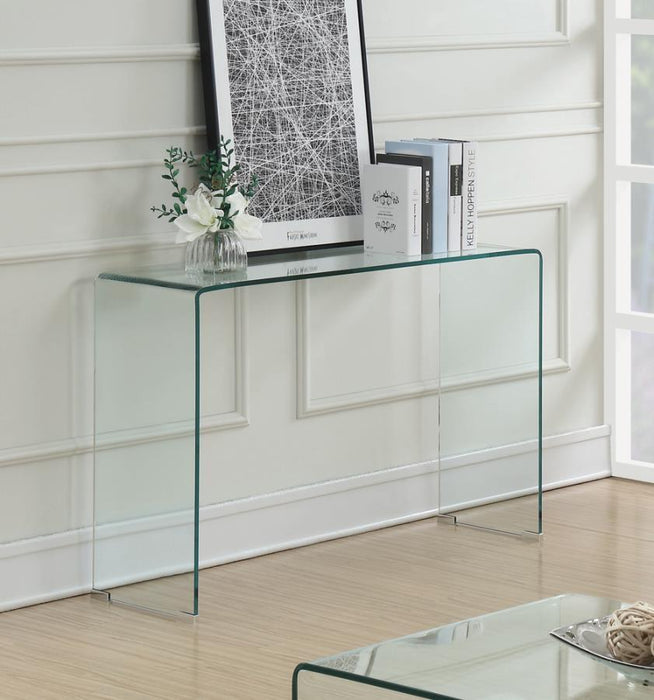 Ripley - Tempered Bent Glass Entryway Console Table - Clear - JaxCo Furniture