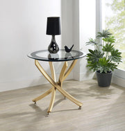 Brooke - Round Glass Top Side End Table Metal Base - JaxCo Furniture