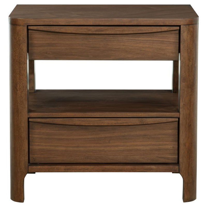 Maderia - 2-Drawer Nightstand Bedside Table - Walnut - JaxCo Furniture