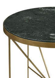 Eliska - Round Green Marble Top Accent Side Table - Antique Gold - JaxCo Furniture