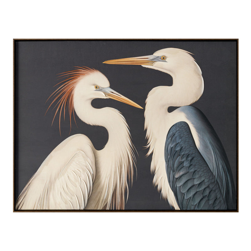 Two Cranes - Framed Painting - White - JaxCo Furniture