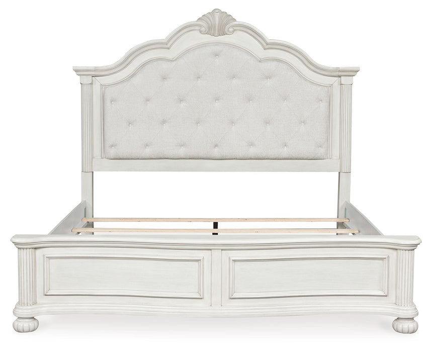 Montelaine - Antique White - King Upholstered Panel Bed