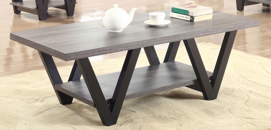 Stevens - Engineered Wood Coffee Table Antique - Gray And Black - JaxCo Furniture