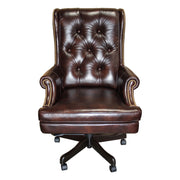 Dc#112 - Leather Desk Chair - Havana With Brown Base - JaxCo Furniture