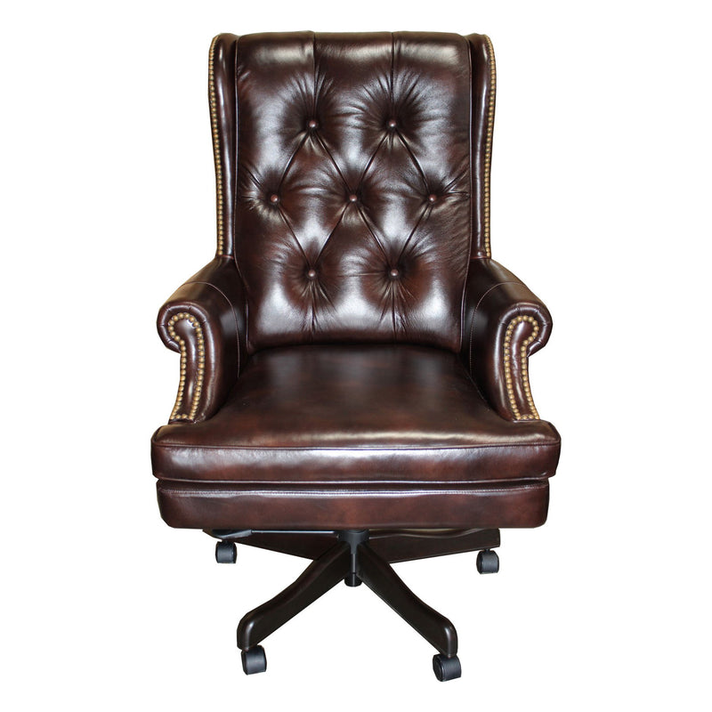 Dc#112 - Leather Desk Chair - Havana With Brown Base - JaxCo Furniture
