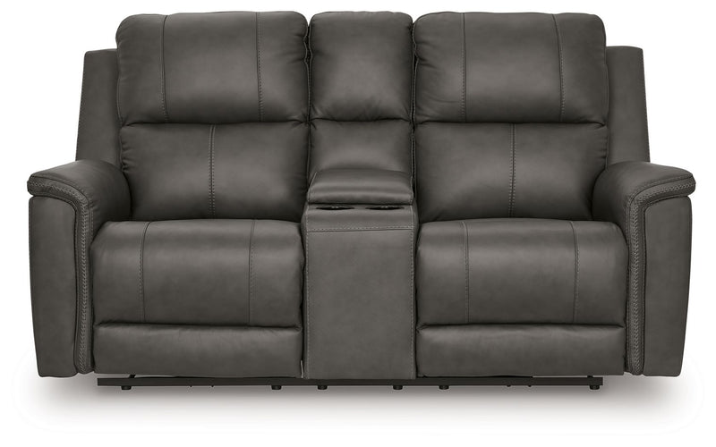 Bleckley - Power Reclining Loveseat With Console / Adjustable Headrest - JaxCo Furniture