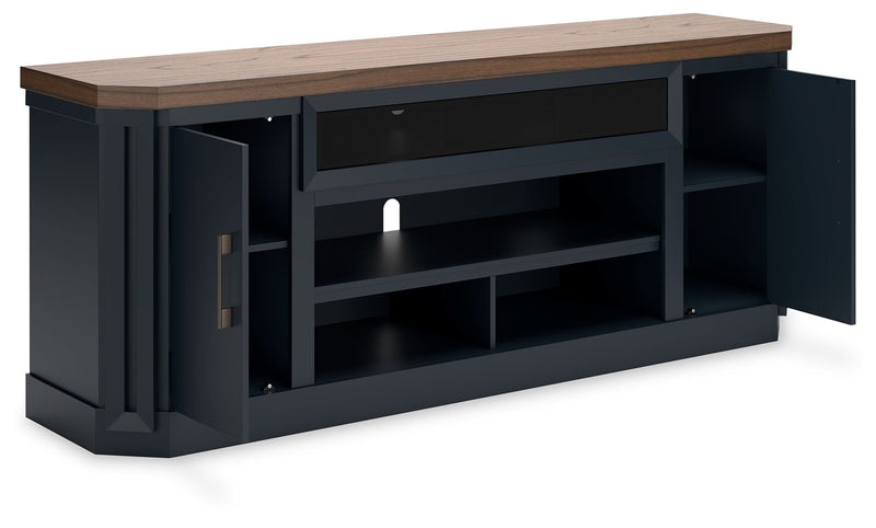 Landocken - Brown / Blue - XL TV Stand W/Fireplace Option - JaxCo Furniture