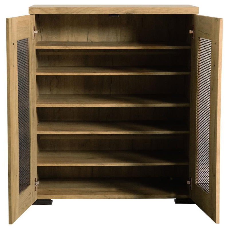 Bristol - 6-Shelf Engineered Wood Shoe Cabinet - Golden Oak - JaxCo Furniture