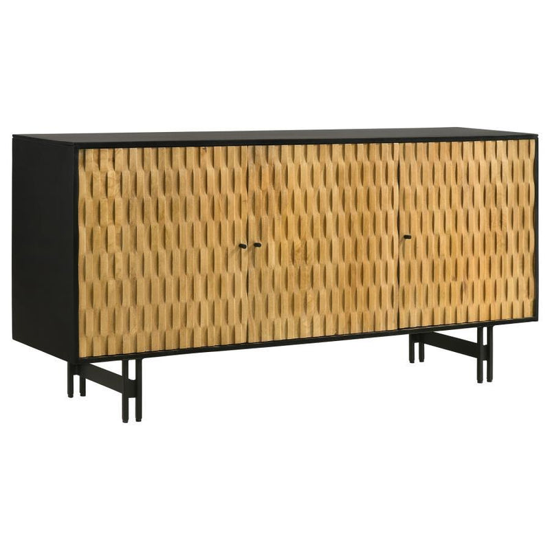 Aminah - 3 Door Wood Accent Cabinet - Natural And Black - JaxCo Furniture