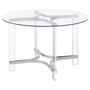 Keeling - 5 Piece Round Glass Top Acrylic Dining Set - Chrome - JaxCo Furniture