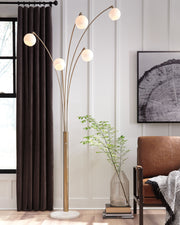 Taliya - Champagne / White - Metal Arc Lamp - JaxCo Furniture