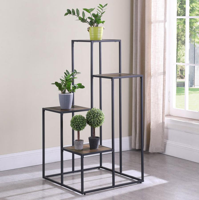 Rito - 4-Tier Multi-Display Shelf - Rustic Brown And Black - JaxCo Furniture