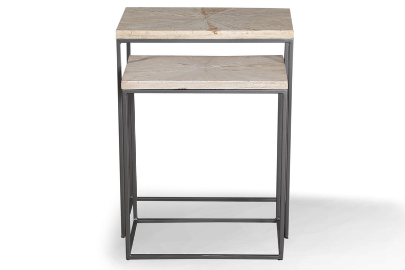 Crossings Monaco - Chairside Nesting Table - Weathered Blanc - JaxCo Furniture