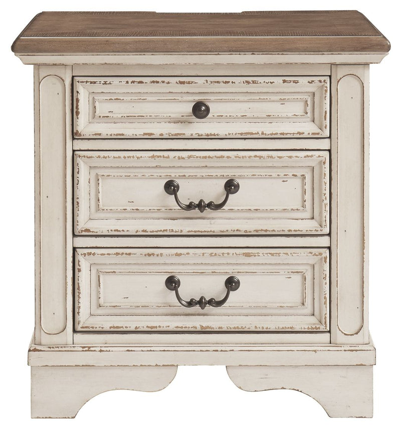 Realyn - White / Brown / Beige - Three Drawer Night Stand - JaxCo Furniture