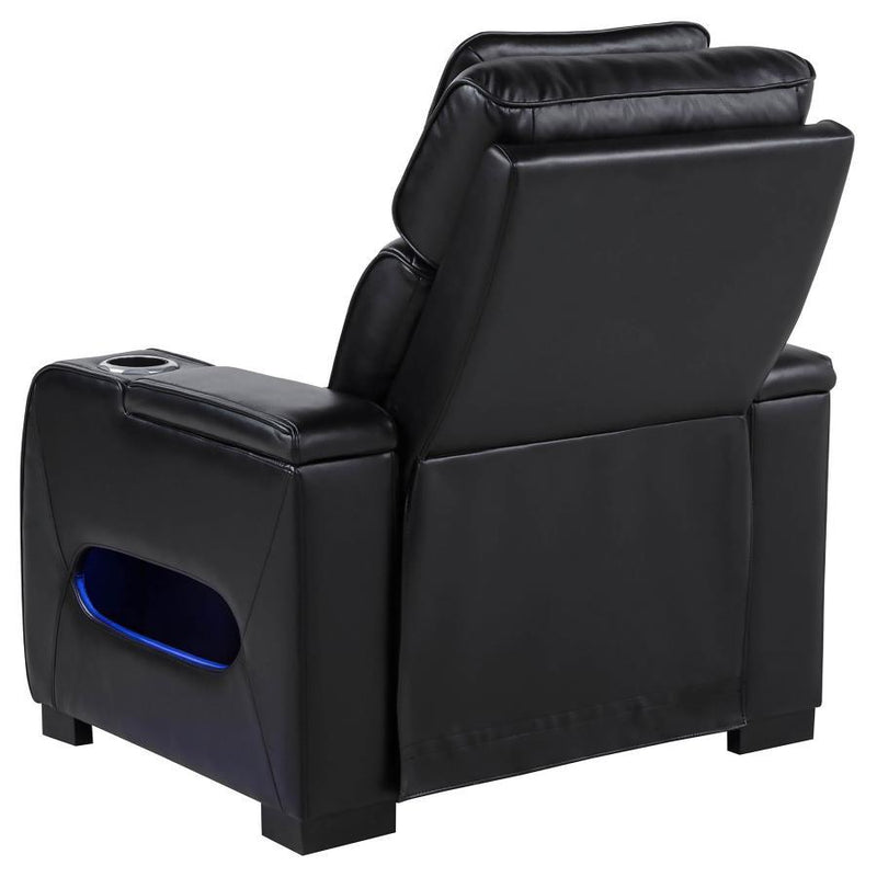 Zuma - Faux Leather Upholstered Dual Power LED Recliner - Black - JaxCo Furniture