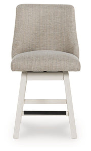 Robbinsdale - Antique White - Upholstered Swivel Curved Back Barstool (Set of 2) - JaxCo Furniture