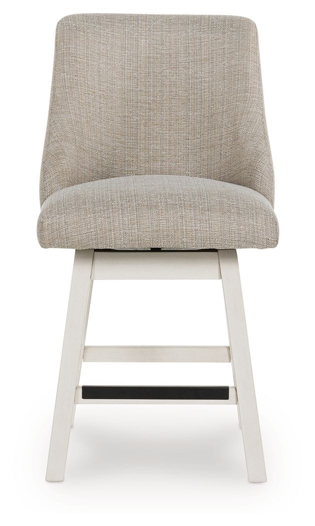 Robbinsdale - Antique White - Upholstered Swivel Curved Back Barstool (Set of 2) - JaxCo Furniture